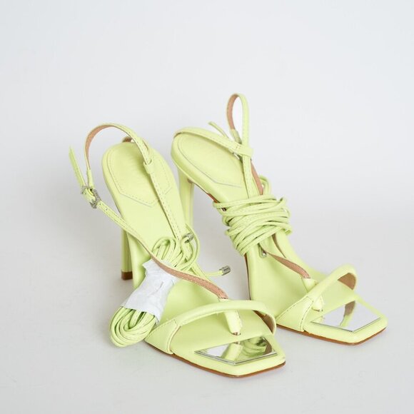 ✨ Schutz Vikki Leather Sandals Lace Up Stiletto Heel Fresh Green NEW - Picture 5 of 15